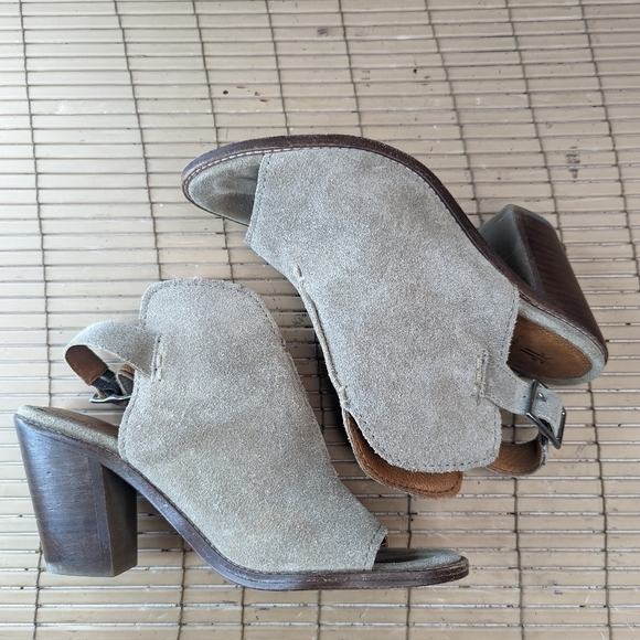Frye Shoes Courtney Womens 6.5B ash Suede Booties Slingback Open Toe - Picture 9 of 11